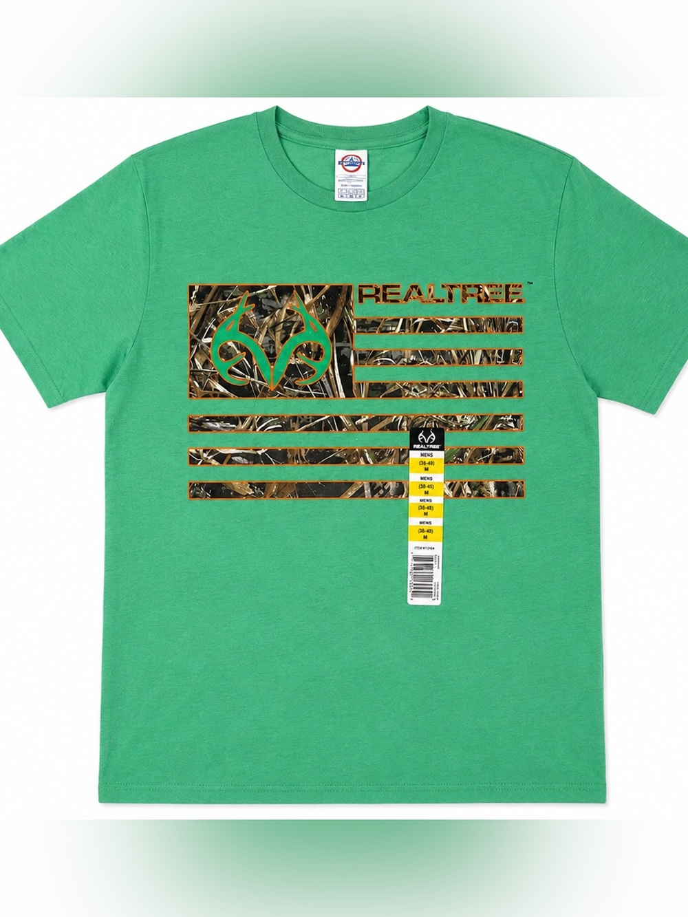 NWT Realtree Camo Flag Graphic T-Shirt Mens Medium Green